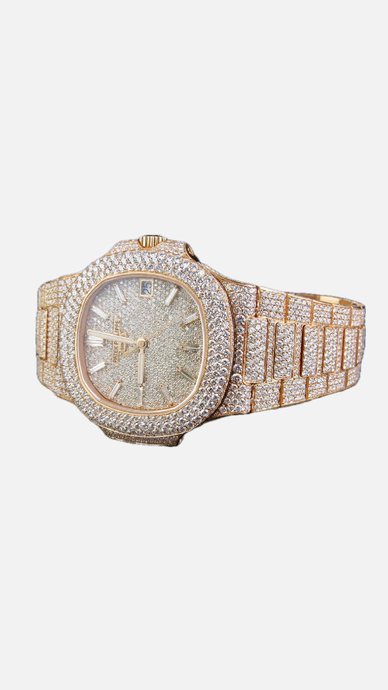(BAY / BAYAN) ROSE GOLD PATEK PHILIPPE NAUTILUS 5711/1R DIAMOND WATCH 38 mm + KUTU