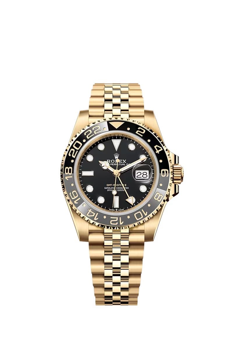 GMT-Master II
40mm Black & Grey Ceramic Bezel Yellow Gold Black + KUTU