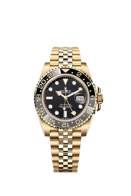 GMT-Master II
40mm Black & Grey Ceramic Bezel Yellow Gold Black + KUTU