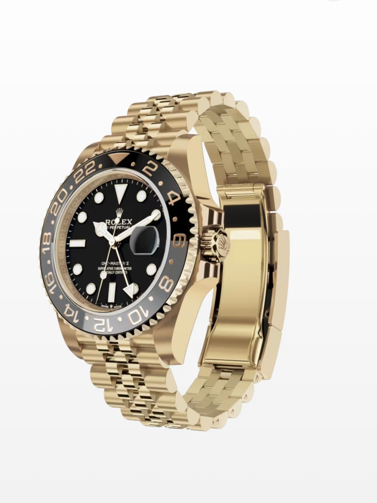 GMT-Master II
40mm Black & Grey Ceramic Bezel Yellow Gold Black + KUTU