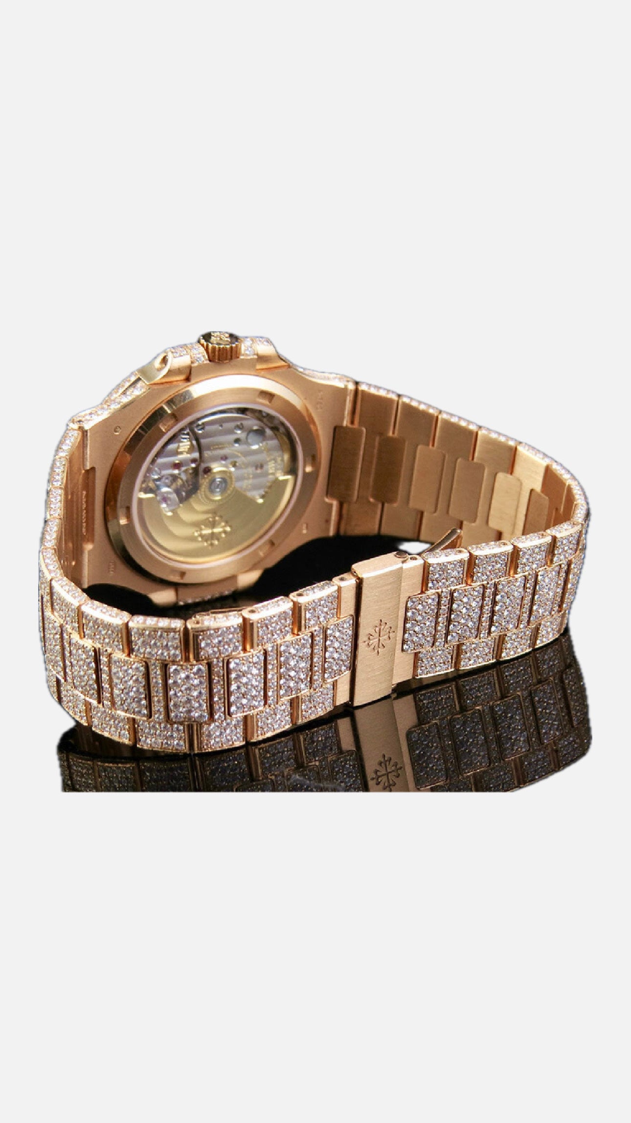 (BAY / BAYAN) ROSE GOLD PATEK PHILIPPE NAUTILUS 5711/1R DIAMOND WATCH 38 mm + KUTU