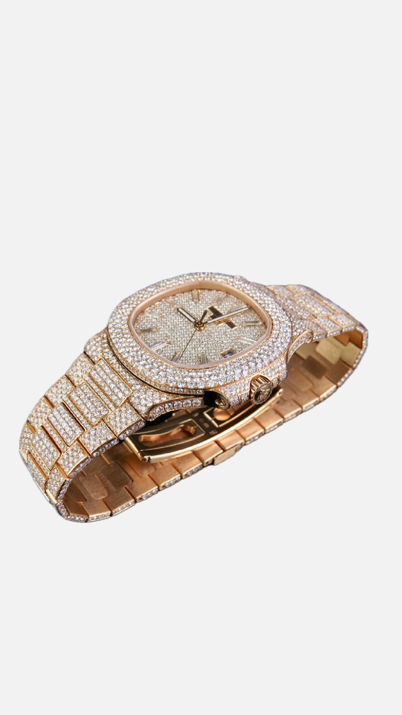 (BAY / BAYAN) ROSE GOLD PATEK PHILIPPE NAUTILUS 5711/1R DIAMOND WATCH 38 mm + KUTU