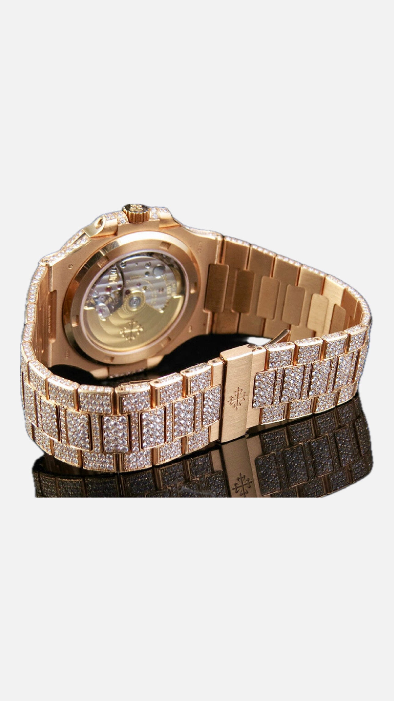 (BAY / BAYAN) ROSE GOLD PATEK PHILIPPE NAUTILUS 5711/1R DIAMOND WATCH 38 mm + KUTU